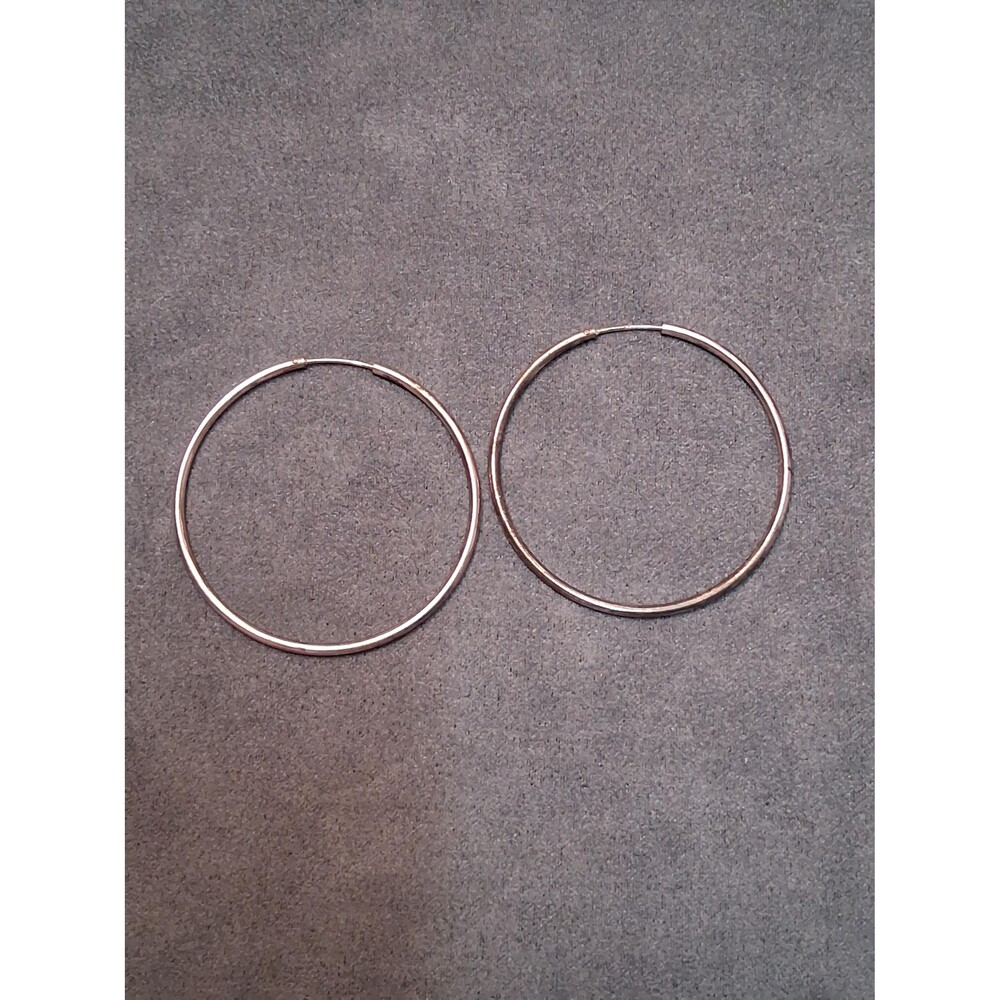 Sterling Hoop Earrings Large Skinny Hoops